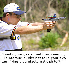 With shooting ranges sometimes seeming like Starbucks on the Grand Strand, why not take your own turn firing a semiautomatic pistol?