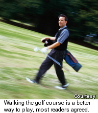Golfer Walkign with Golfbag